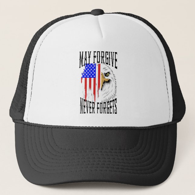 May Forgive Eagle-Flag Trucker Hat (Front)