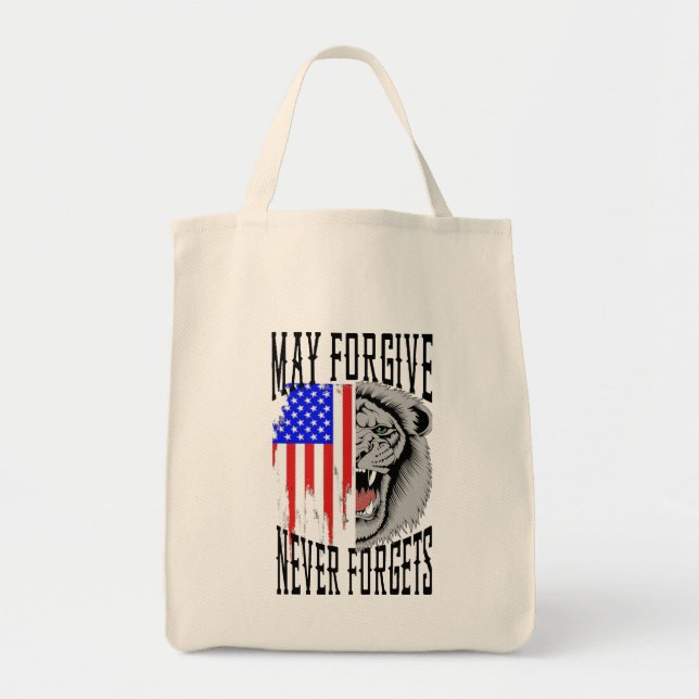 May Forgive, Never Forgets Lion Tote Bag (Front)