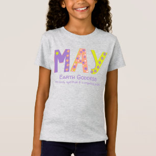 May girls name meaning coral purple flower stars T-Shirt