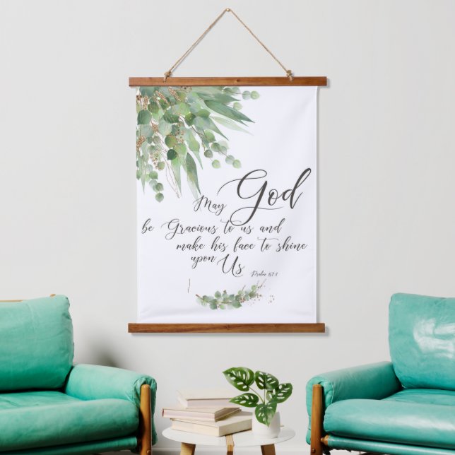 May God be gracious, green and gold leaves Hanging Tapestry (Living Room)