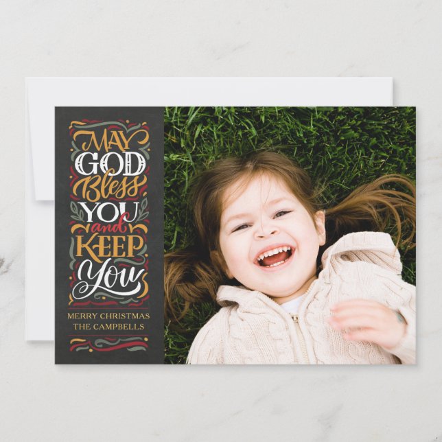 May God Bless You Religious Christmas Card (Front)