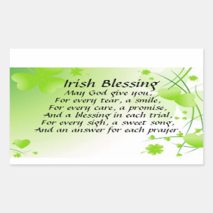 May God give You, Irish Blessing, Shamrocks Hearts Rectangular Sticker