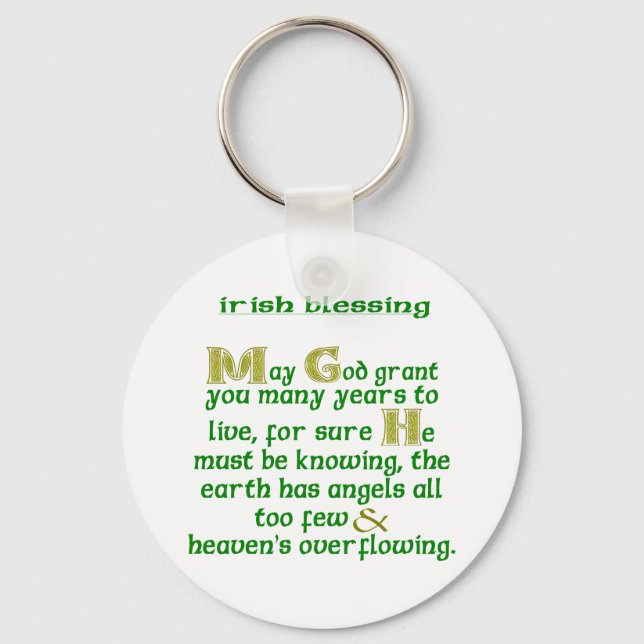 May God Grant You Many Years Irish Blessing  Key Ring (Front)