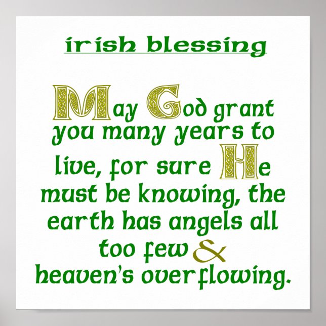 May God Grant You Many Years Irish Blessing  Poster (Front)