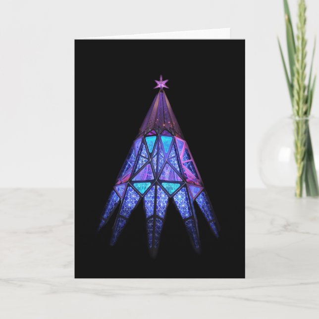 May Happiness Glow at Christmas, Tree Holiday Card (Front)