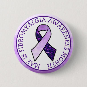 May is Fibromyalgia Butterfly Awareness Month  6 Cm Round Badge