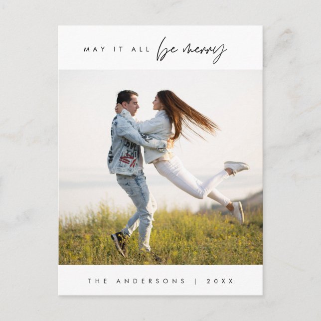 May It All Be Merry, Christmas Family Photo Postcard (Front)