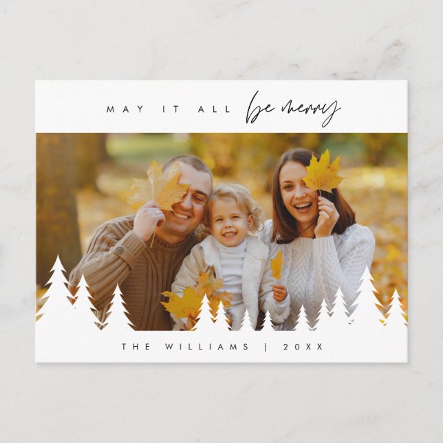 May It All Be Merry, Family Photo, Minimalist Postcard (Front)