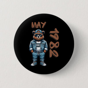 May King Grill Master Bear Bbq Lover Dad Birthday 6 Cm Round Badge