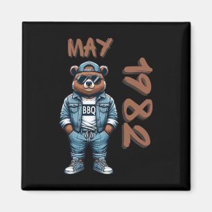 May King Grill Master Bear Bbq Lover Dad Birthday  Magnet