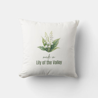 May Lily of the Valle Birth Flower Watercolor Cushion