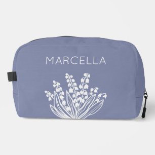 May Lily of the Valley Floral Bouquet Custom Name  Dopp Kit