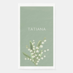 May Lily of the Valley Floral Bouquet Custom Name Napkin