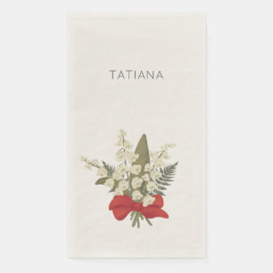May Lily of the Valley Floral Bouquet Custom Name Napkin