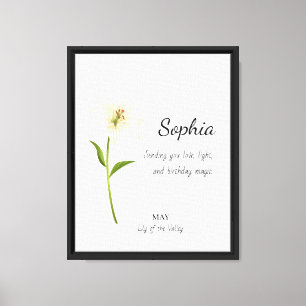 May Lily of the Valley Personalised Birthday Canvas Print
