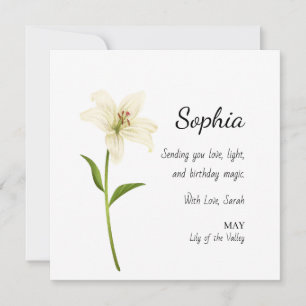 May Lily of the Valley Personalized Birthday Card