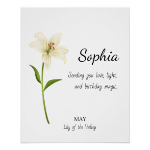 May Lily of the Valley Personalized Birthday Poster