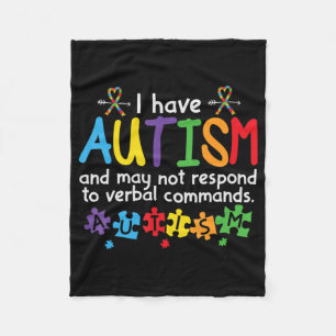 May Not Respond to Verbal Commands Kids Autism Awa Fleece Blanket
