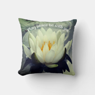 May Peace Be With You Lotus Inspirational  Cushion