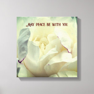 May Peace Be With You Peony Inspirational Canvas Print
