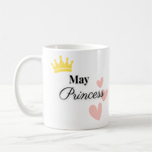 May Princess Mug – Gold Crown & Hearts Design