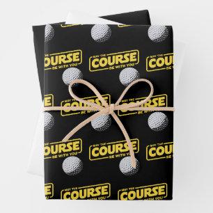 May The Course Be With You Funny Golf Golfing Wrapping Paper Sheet