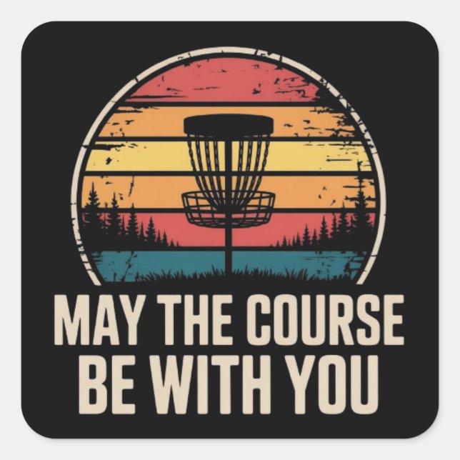 May The Course Be With You Golf Golfer Gift Square Sticker (Front)