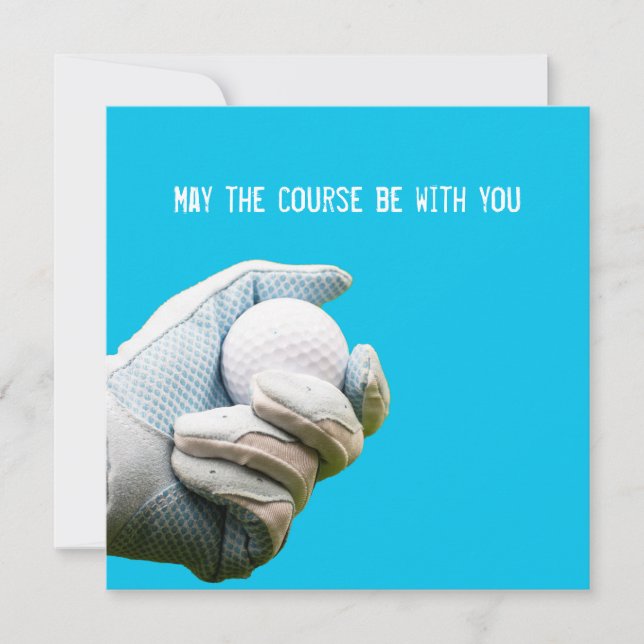 May the course be with you with golf ball and tee holiday card (Front)
