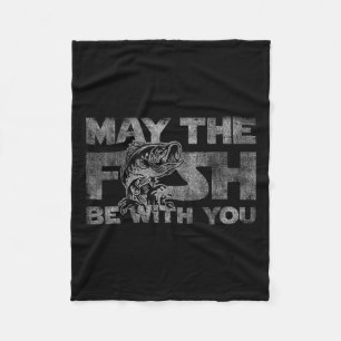 May The Fish With You His Funny Fishing Sci-fi Gif Fleece Blanket