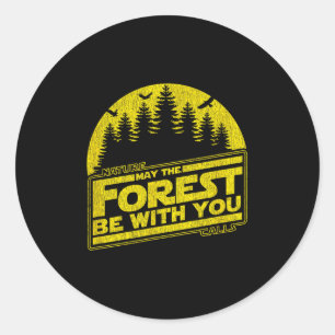 May The Forest Be With You Yellow Nature Summer Ca Classic Round Sticker