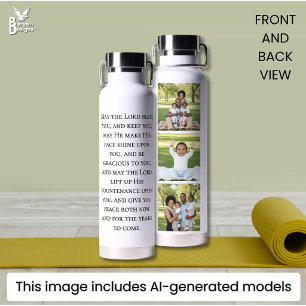 MAY THE LORD BLESS YOU 3 Photo Family Water Bottle