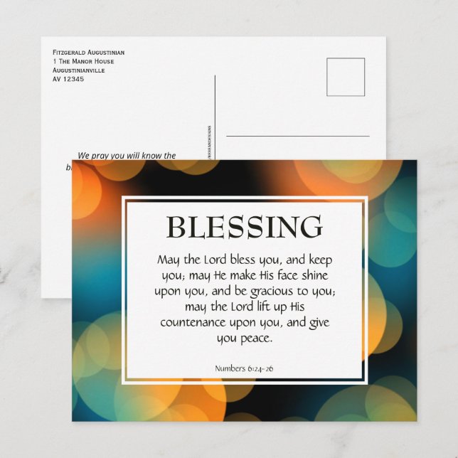 MAY THE LORD BLESS YOU | Christian Bible Verse Postcard (Front/Back)