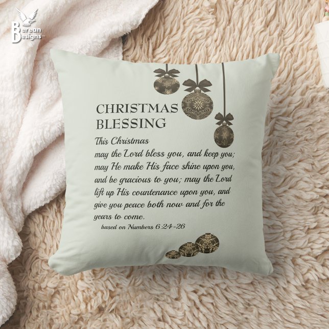MAY THE LORD BLESS YOU Christian Christmas Cushion (CHRISTMAS BLESSING  Christian Throw Pillow based on Numbers 6 with customizable text.)