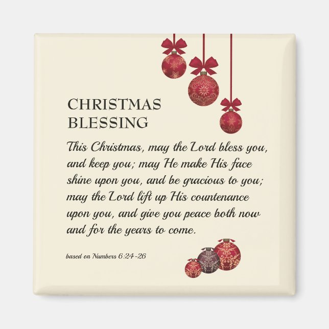 MAY THE LORD BLESS YOU | Christmas Baubles Holiday Magnet (Front)