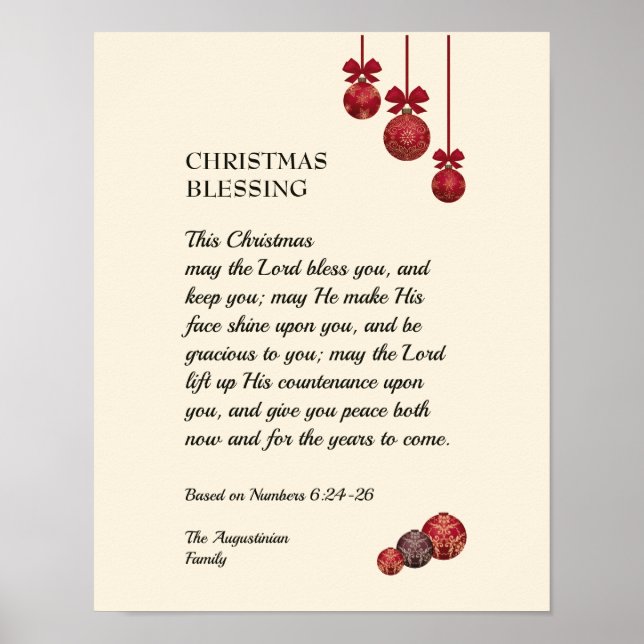 MAY THE LORD BLESS YOU Christmas Poster (Front)