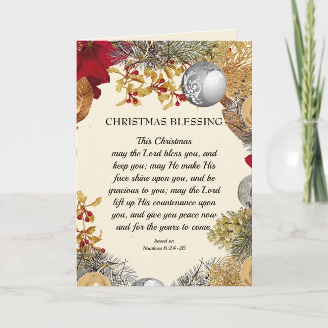 MAY THE LORD BLESS YOU | Christmas Wreath Holiday Card (Front)