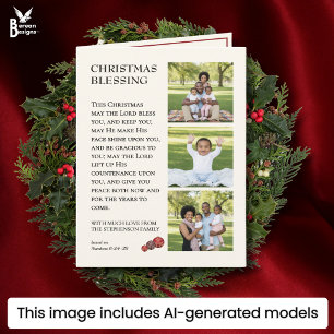 MAY THE LORD BLESS YOU Family Photo Christmas Holiday Card