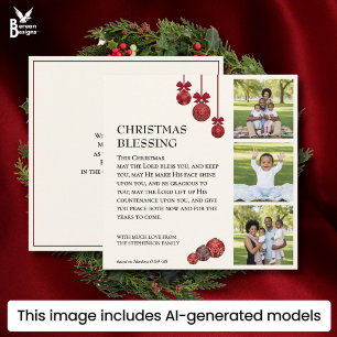 MAY THE LORD BLESS YOU Family Photo Christmas Holiday Card