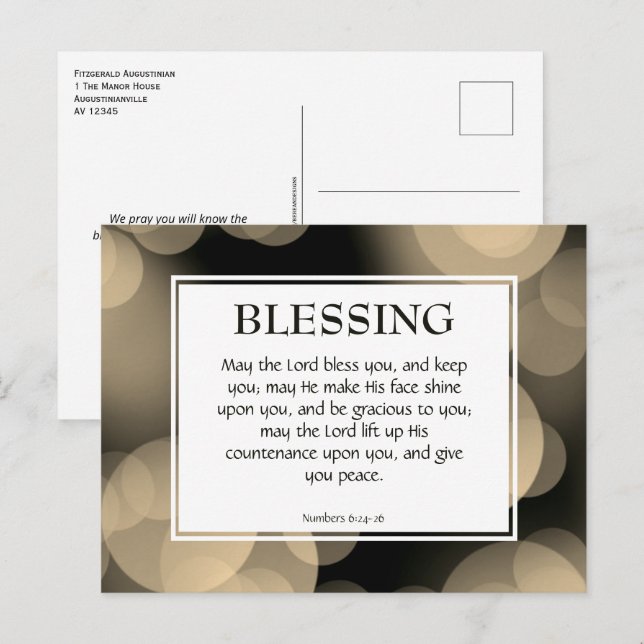 MAY THE LORD BLESS YOU | Numbers 6 Blessing Postcard (Front/Back)