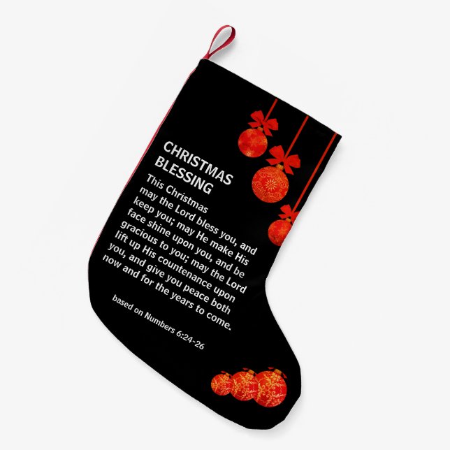 MAY THE LORD BLESS YOU Numbers 6 Christian Small Christmas Stocking (Front (Hanging))