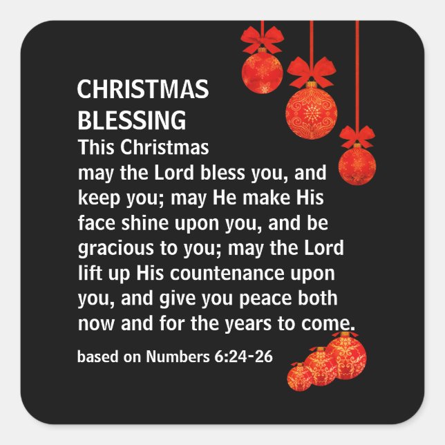 MAY THE LORD BLESS YOU Numbers 6 Christmas Square Sticker (Front)