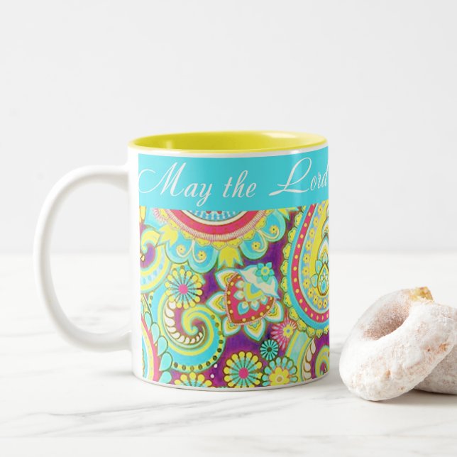 May the Lord bless you Two-Tone Coffee Mug (With Donut)