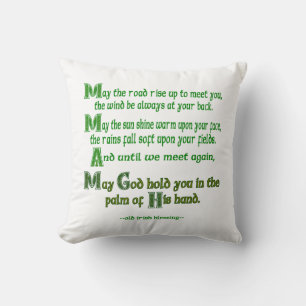 May the Road Rise To Meet You Green Letters Cushion