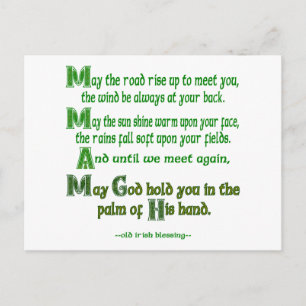 May the Road Rise To Meet You Irish Blessing  Postcard