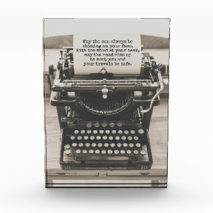 May the Road Rise Up and Meet You - Old Typewriter Photo Block