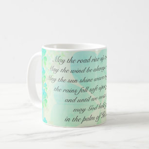 "May the road rise up..." Irish Blessing Shamrocks Coffee Mug