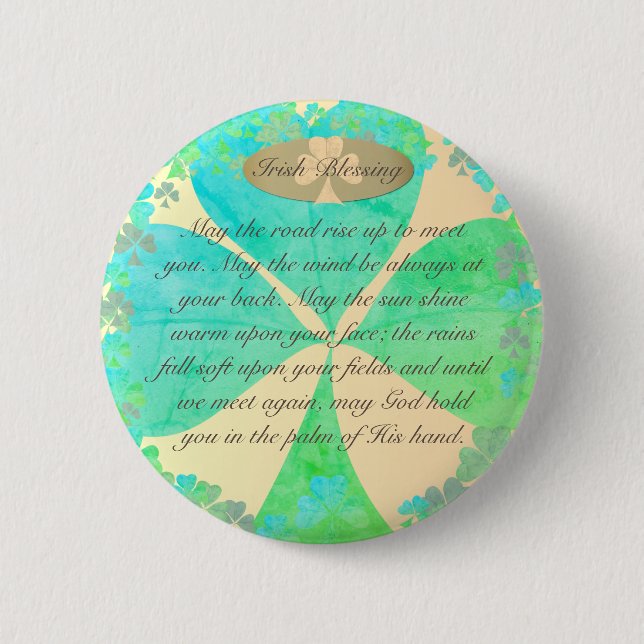 "May the road rise up..." Shamrock Irish Blessing 6 Cm Round Badge (Front)