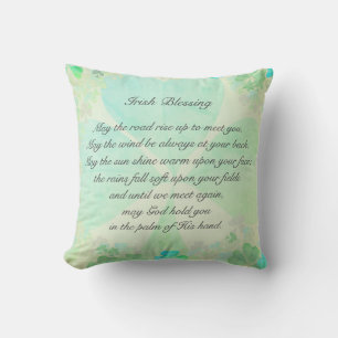 "May the road rise up to meet you" Aged Shamrock Cushion