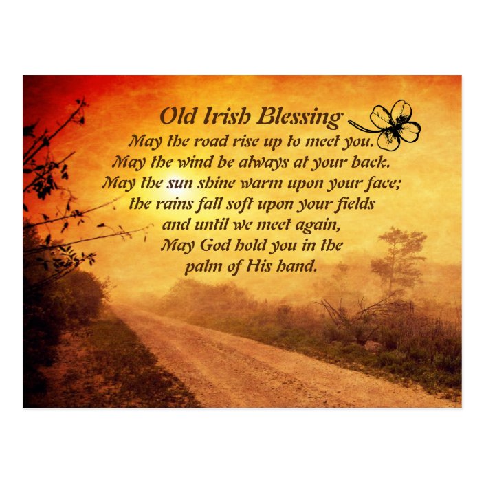 May the Road Rise up to Meet You, Irish Blessing Postcard Zazzle.co.uk