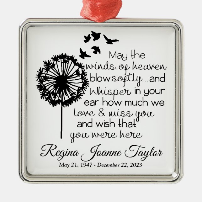 May the Winds of Heaven Memorial Ornament (Front)